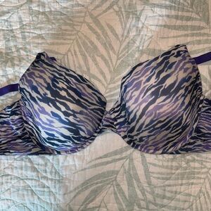 Zebra print Victoria’s Secret lined perfect coverage bra size 36DD